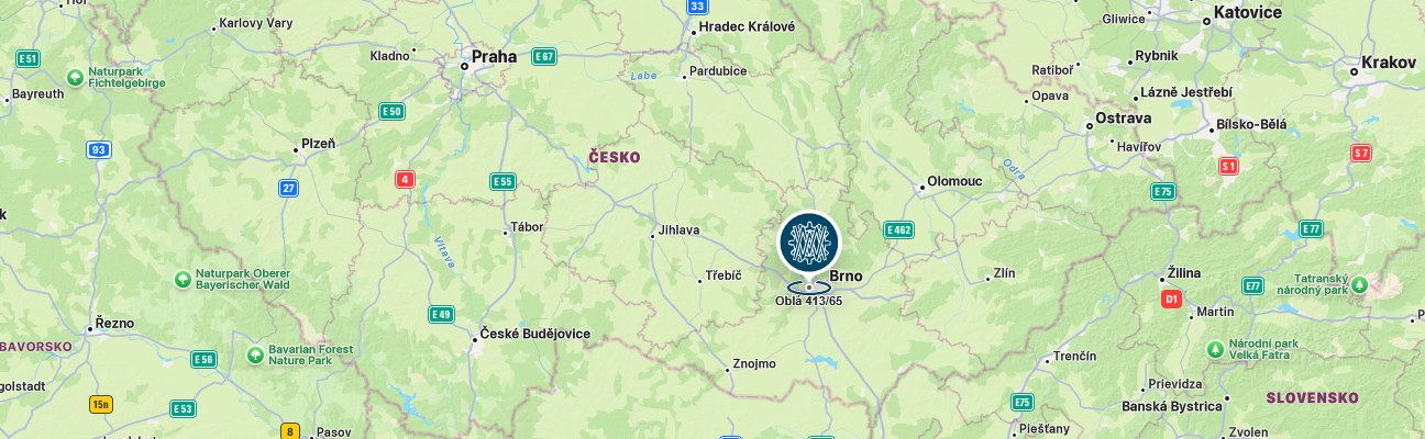 Mapa České Republiky s vyznačeným sídlem společnosti Welmeng, s.r.o.